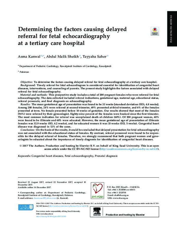(PDF) Determining the factors causing delayed referral for fetal ...