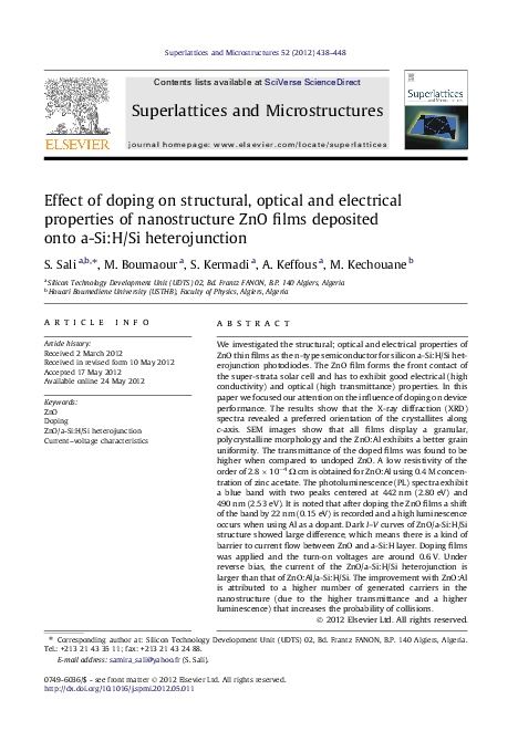 (PDF) Effect of doping on structural, optical and electrical properties ...