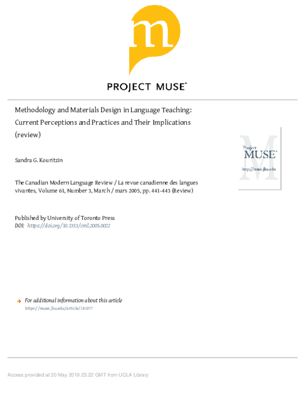 (PDF) Methodology and Materials Design in Language Teaching Current