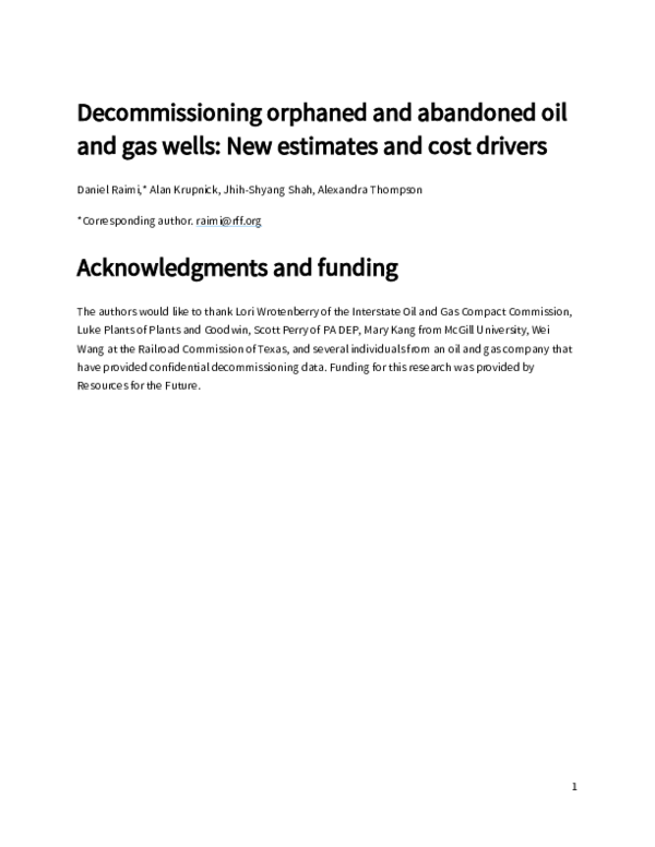 (PDF) Decommissioning Orphaned and Abandoned Oil and Gas Wells: New ...