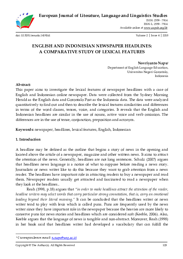 (PDF) Cognate in Indonesian and Berau Language - Comparative ...