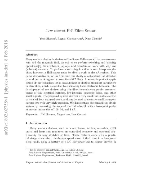 (PDF) Low current Hall Effect Sensor Dima Cheskis Academia.edu