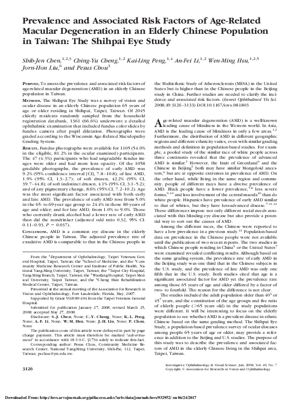 (PDF) Prevalence and Associated Risk Factors of Age-Related Macular ...