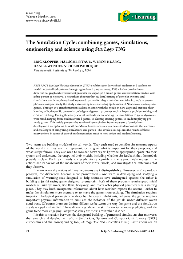 (PDF) The Simulation Cycle: Combining Games, Simulations, Engineering ...