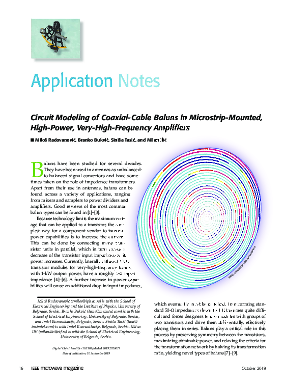 (PDF) Circuit Modeling of CoaxialCable Baluns in MicrostripMounted