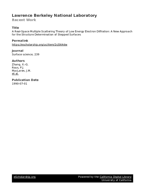 (PDF) A real-space multiple scattering theory of low energy electron ...
