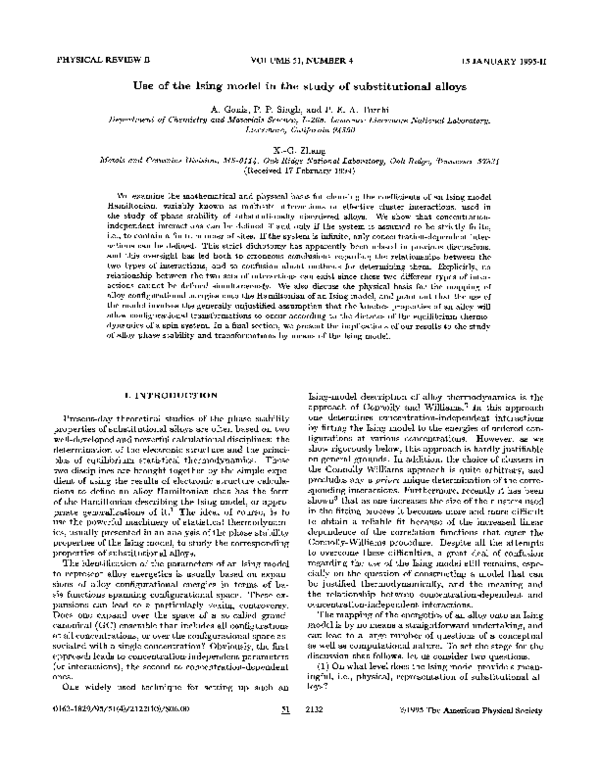 (PDF) Use of the Ising model in the study of substitutional alloys