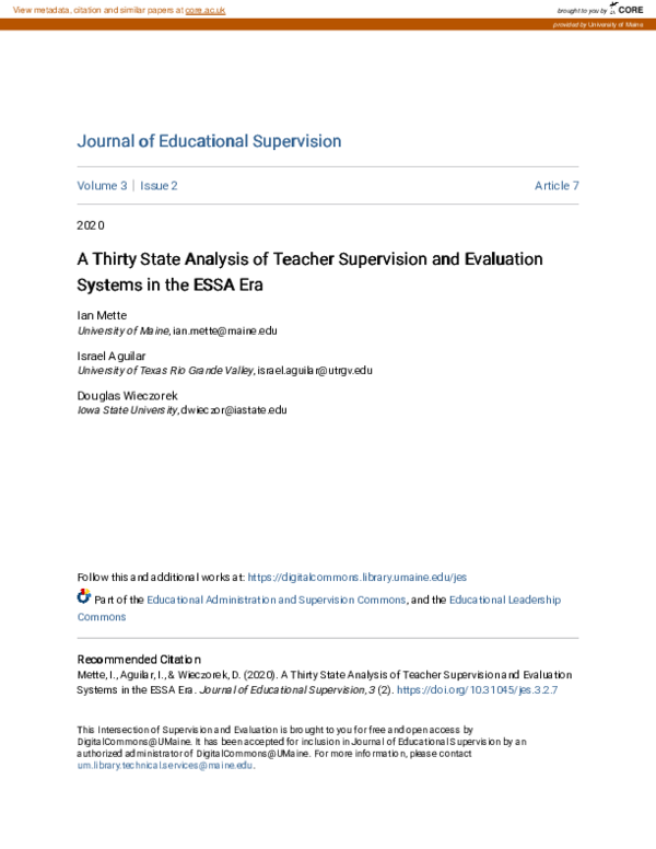 (PDF) A Thirty State Analysis of Teacher Supervision and Evaluation ...