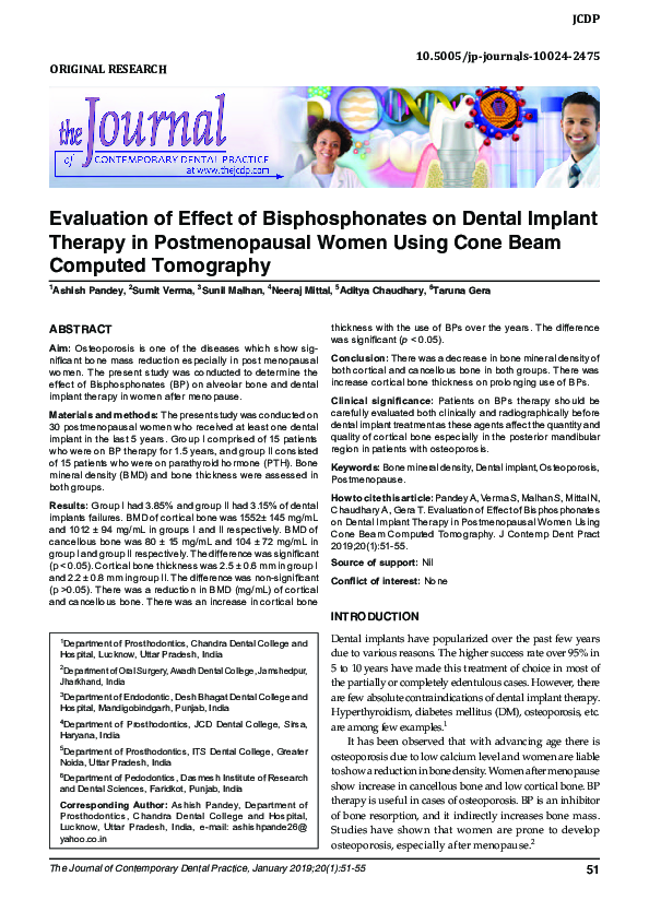 (PDF) Evaluation of Effect of Bisphosphonates on Dental Implant Therapy ...