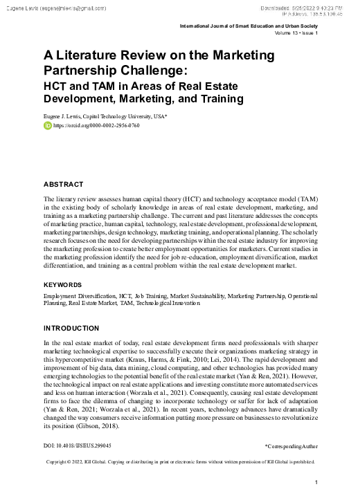 (PDF) A LiteratureReview Marketing Partnership Dr. Eugene J Lewis