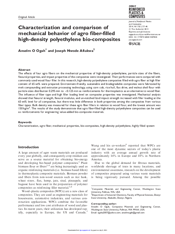 (PDF) Characterization and comparison of mechanical behavior of agro ...
