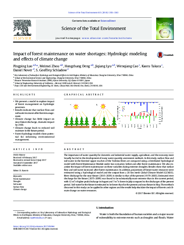 (PDF) Impact of forest maintenance on water shortages: Hydrologic ...