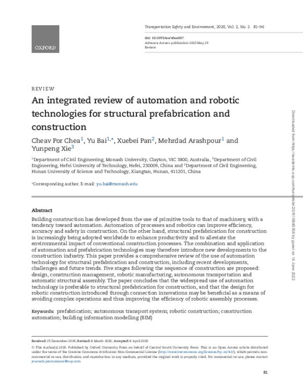 (PDF) An integrated review of automation and robotic technologies for ...