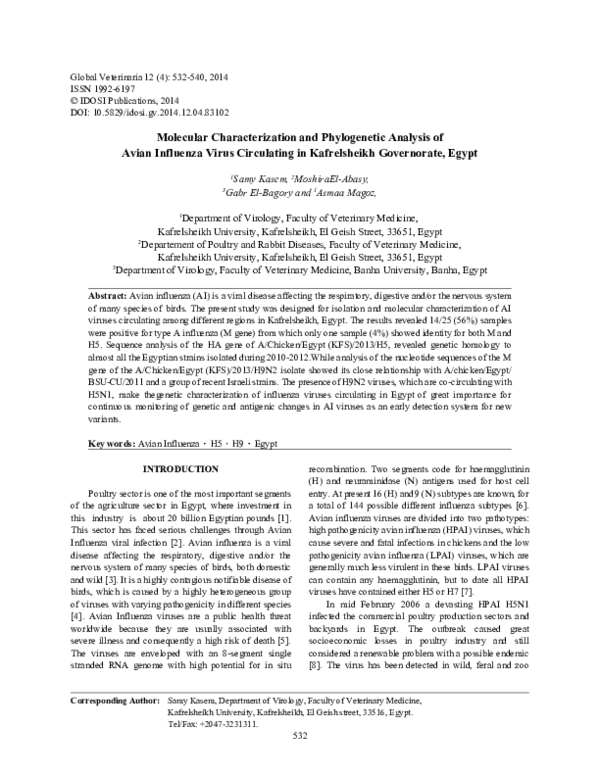 (PDF) Molecular Characterization and Phylogenetic Analysis of Avian ...