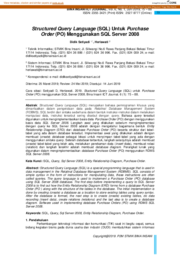 (PDF) Structured Query Language (SQL) Untuk Purchase Order (PO ...