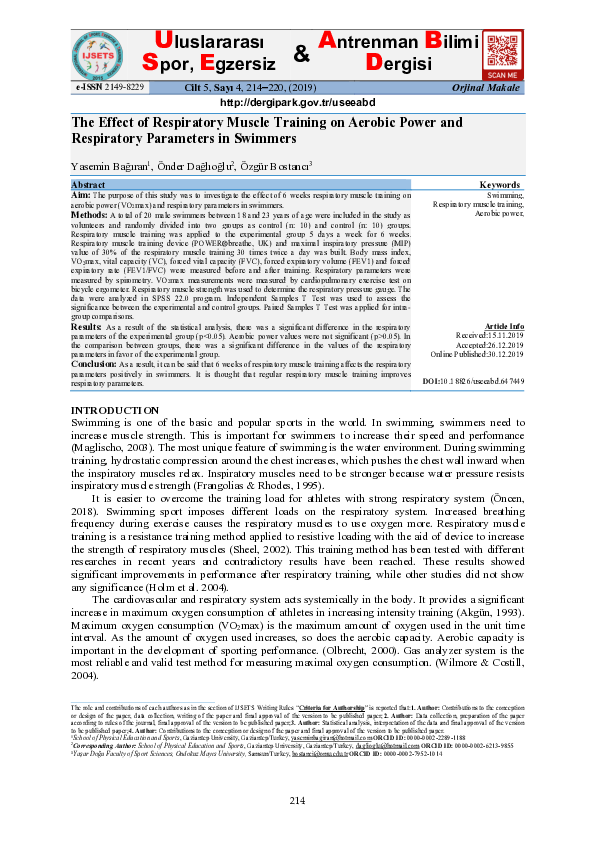 (PDF) The Effect of Respiratory Muscle Training on Aerobic Power and ...