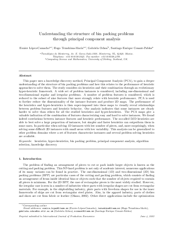 (PDF) Understanding the structure of bin packing problems through