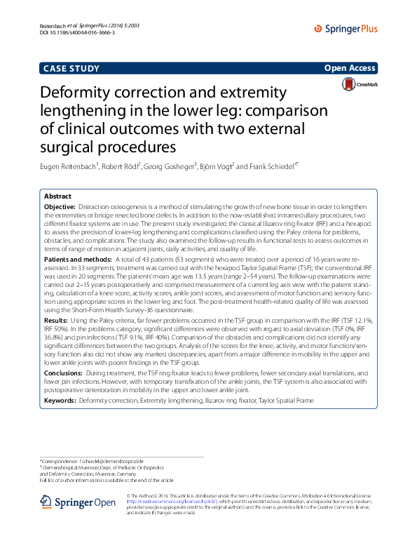(PDF) Deformity correction and extremity lengthening in the lower leg ...