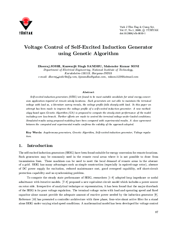 (PDF) Voltage control of Self-Excited Induction Generator