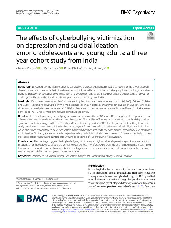 (PDF) The effects of cyberbullying victimization on depression and ...