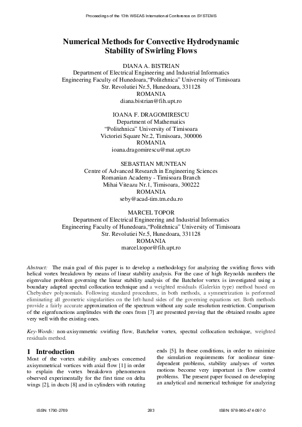 (PDF) Numerical methods for convective hydrodynamic stability of ...