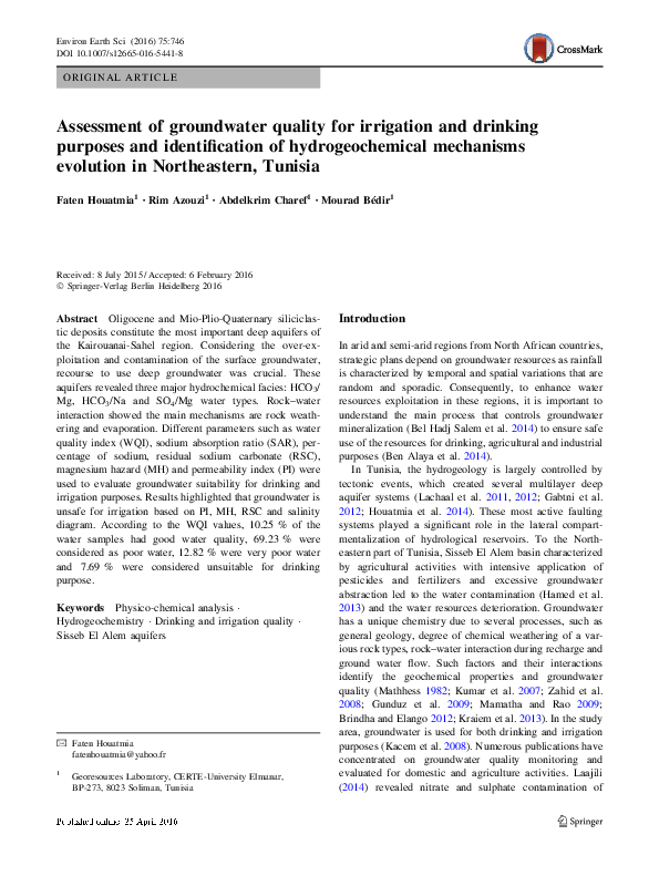 (PDF) Assessment of groundwater quality for irrigation purposes and ...