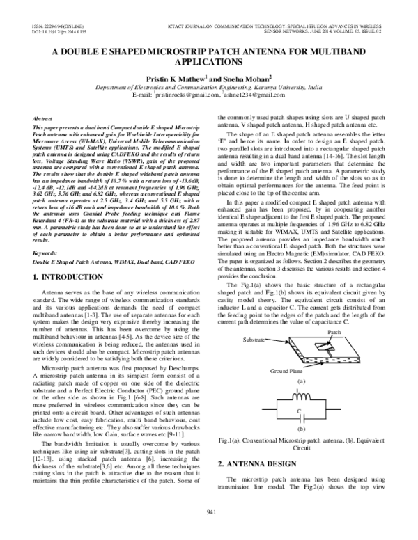 (PDF) A Double e Shaped Microstrip Patch Antenna for Multiband Applications