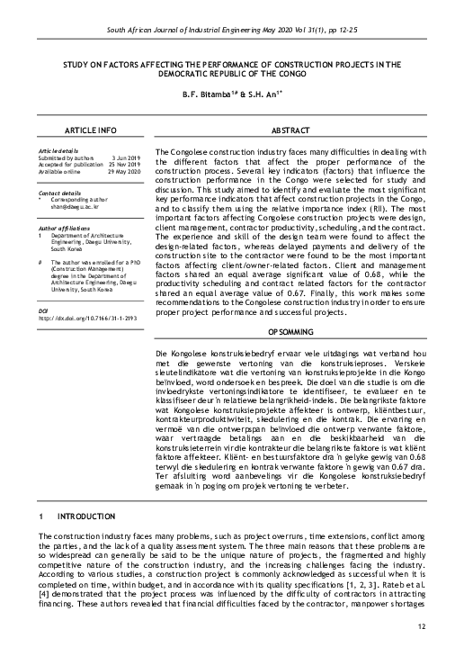 (PDF) 12 Study on Factors Affecting the Performance of Construction ...