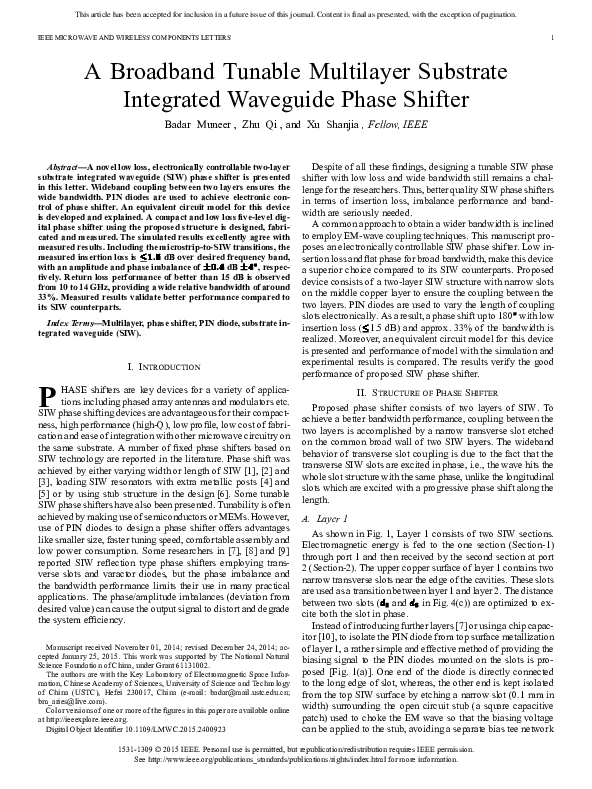 (PDF) A Broadband Tunable Multilayer Substrate Integrated Waveguide ...