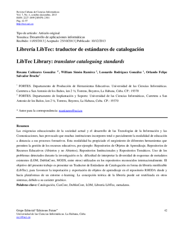 (PDF) LibTec Library: translator cataloguing standards