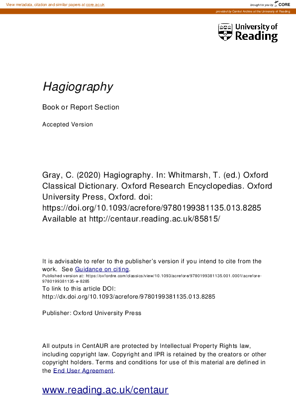 (PDF) Hagiography
