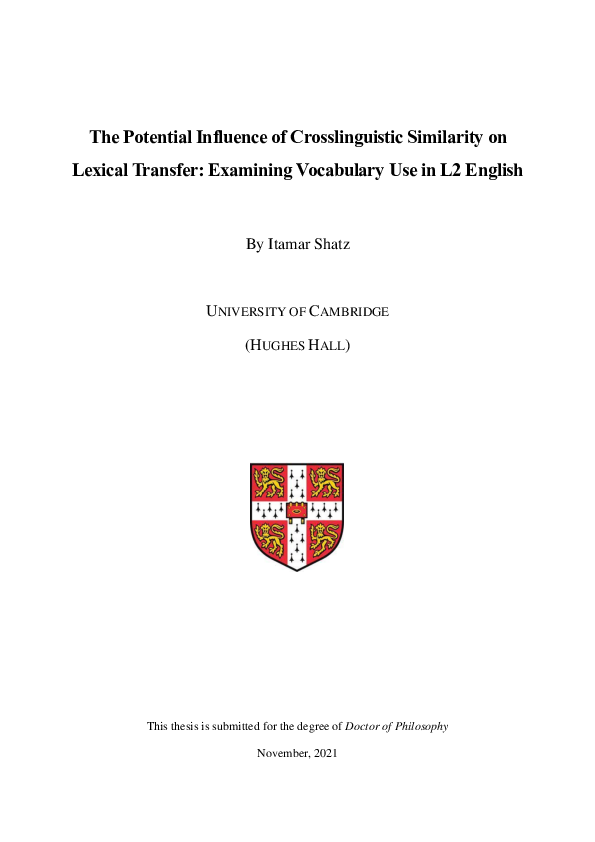 (PDF) The Potential Influence of Crosslinguistic Similarity on Lexical ...