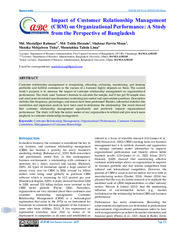 (PDF) Impact of Customer Relationship Management (CRM) on ...