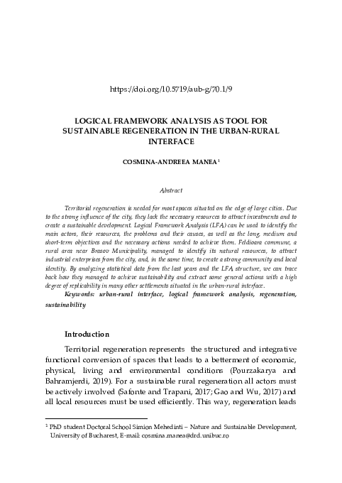 (PDF) Logical Framework Analysis as Tool for Sustainable Regeneration ...