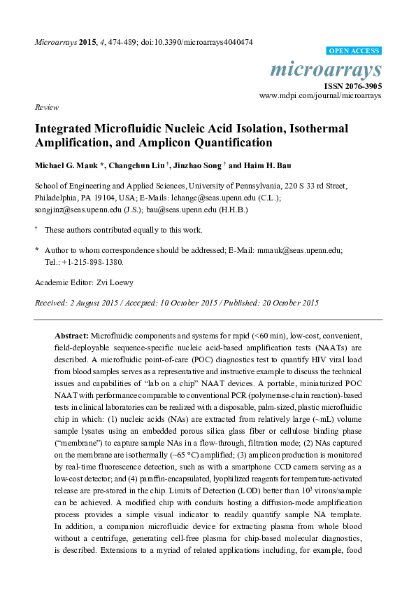 (PDF) Integrated Microfluidic Nucleic Acid Isolation, Isothermal ...
