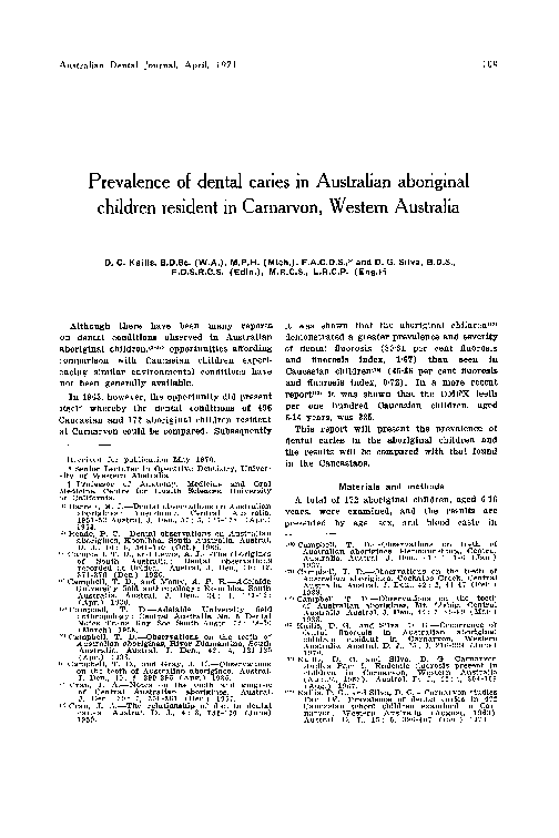 (PDF) Prevalence of dental caries in Australian aboriginal children