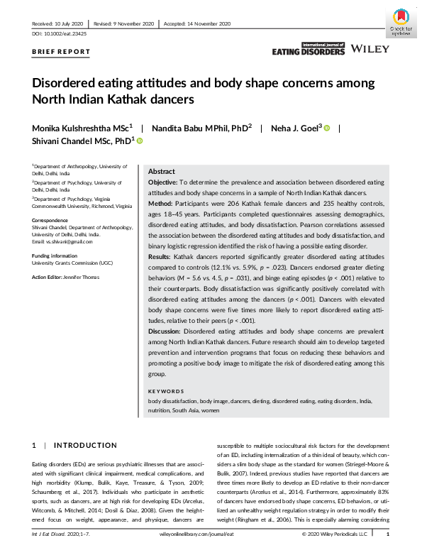 (PDF) Disordered eating attitudes and body shape concerns among North ...