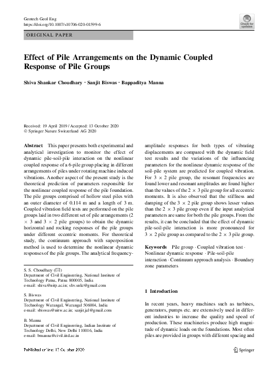 (PDF) Effect of Pile Arrangements on the Dynamic Coupled Response of ...