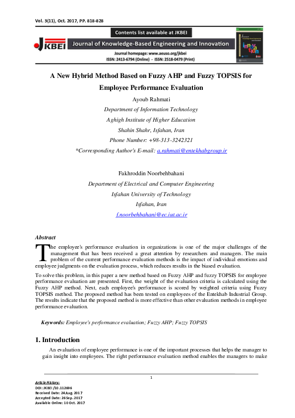 (PDF) A new hybrid method based on fuzzy AHP and fuzzy TOPSIS for ...