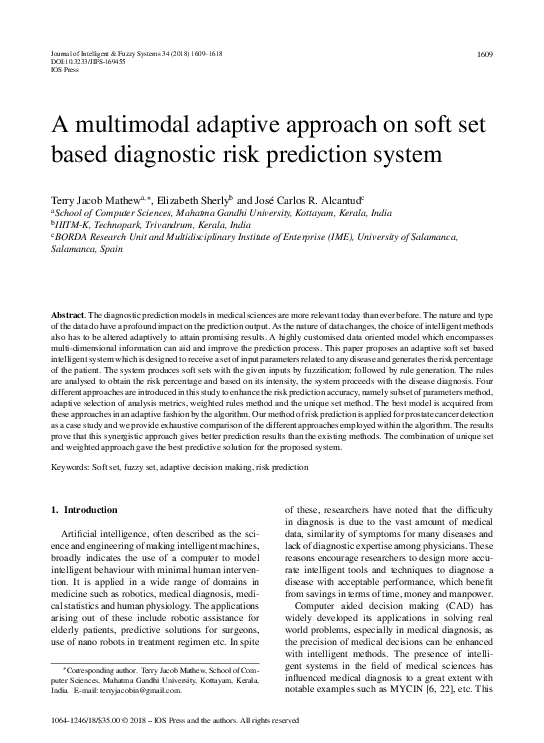 (PDF) A multimodal adaptive approach on soft set based diagnostic risk ...
