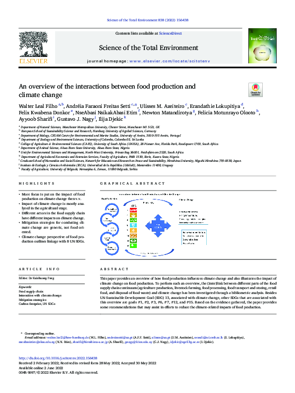 (PDF) An overview of the interactions between food production and ...