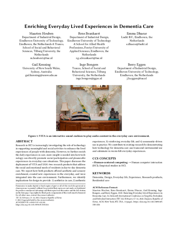(PDF) Enriching Everyday Lived Experiences in Dementia Care