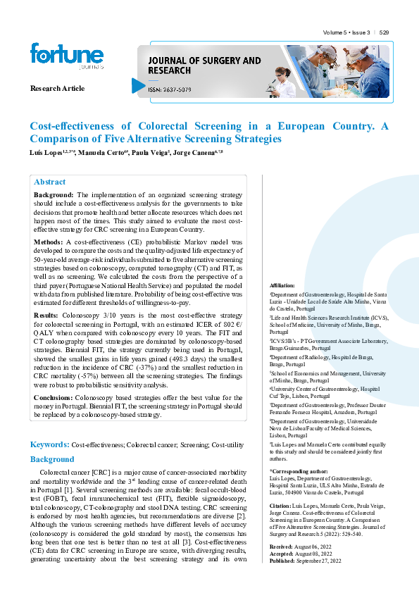 (PDF) Cost-effectiveness of Colorectal Screening in a European Country ...