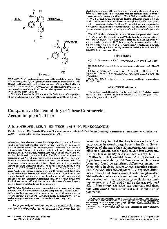 (PDF) Comparative bioavailability of three commercial acetaminophen tablets