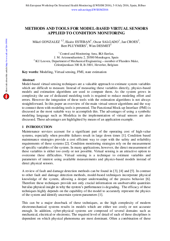 (PDF) Methods and tools for model-based virtual sensors applied to ...