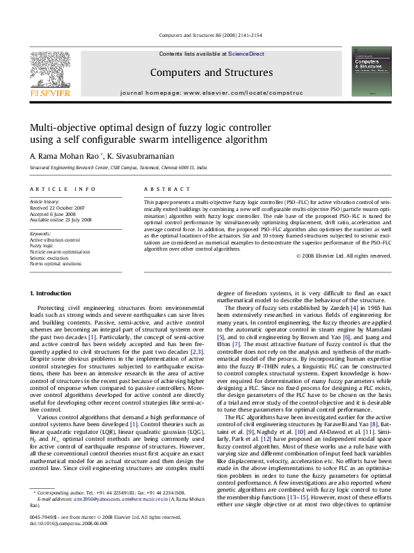 (PDF) Multi-objective optimal design of fuzzy logic controller using a ...