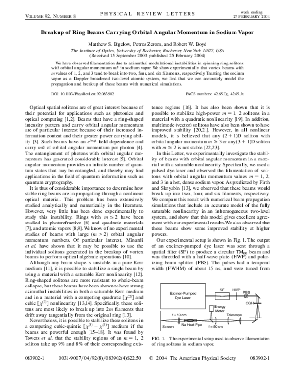 (PDF) Breakup of Ring Beams Carrying Orbital Angular Momentum in Sodium ...