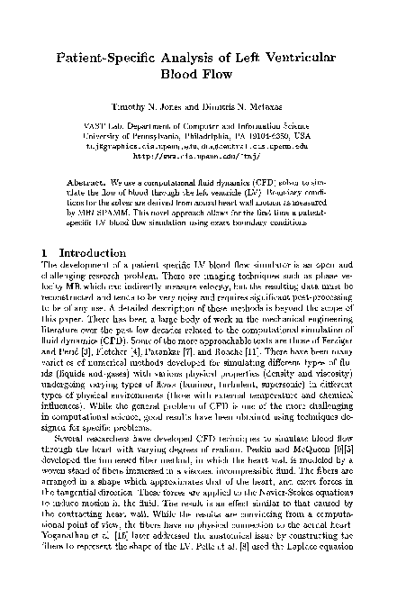 (PDF) Patient-specific analysis of left ventricular blood flow
