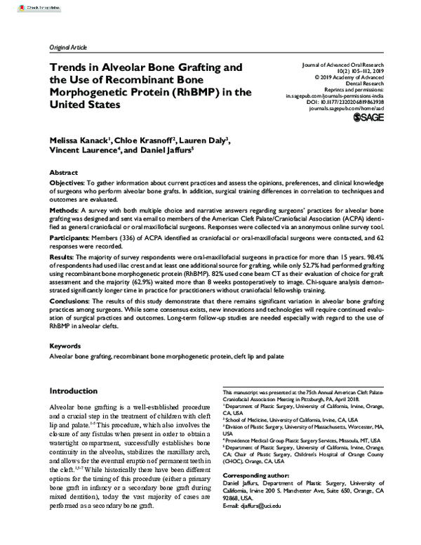 (PDF) Trends in Alveolar Bone Grafting and the Use of Recombinant Bone ...