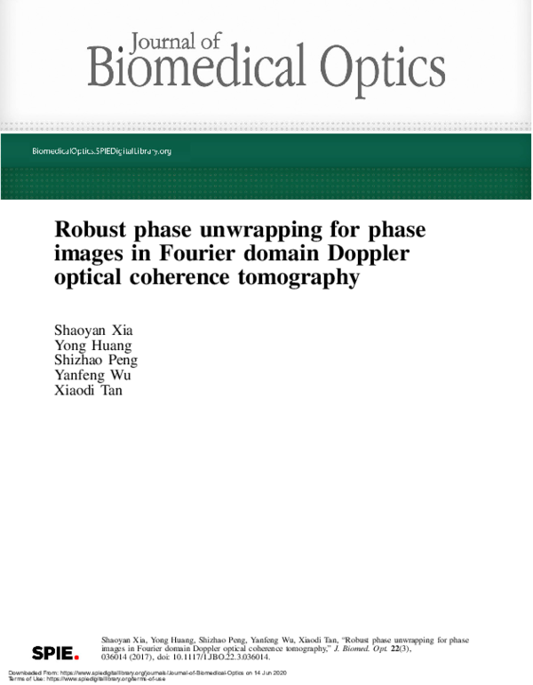 (PDF) Robust phase unwrapping for phase images in Fourier domain ...